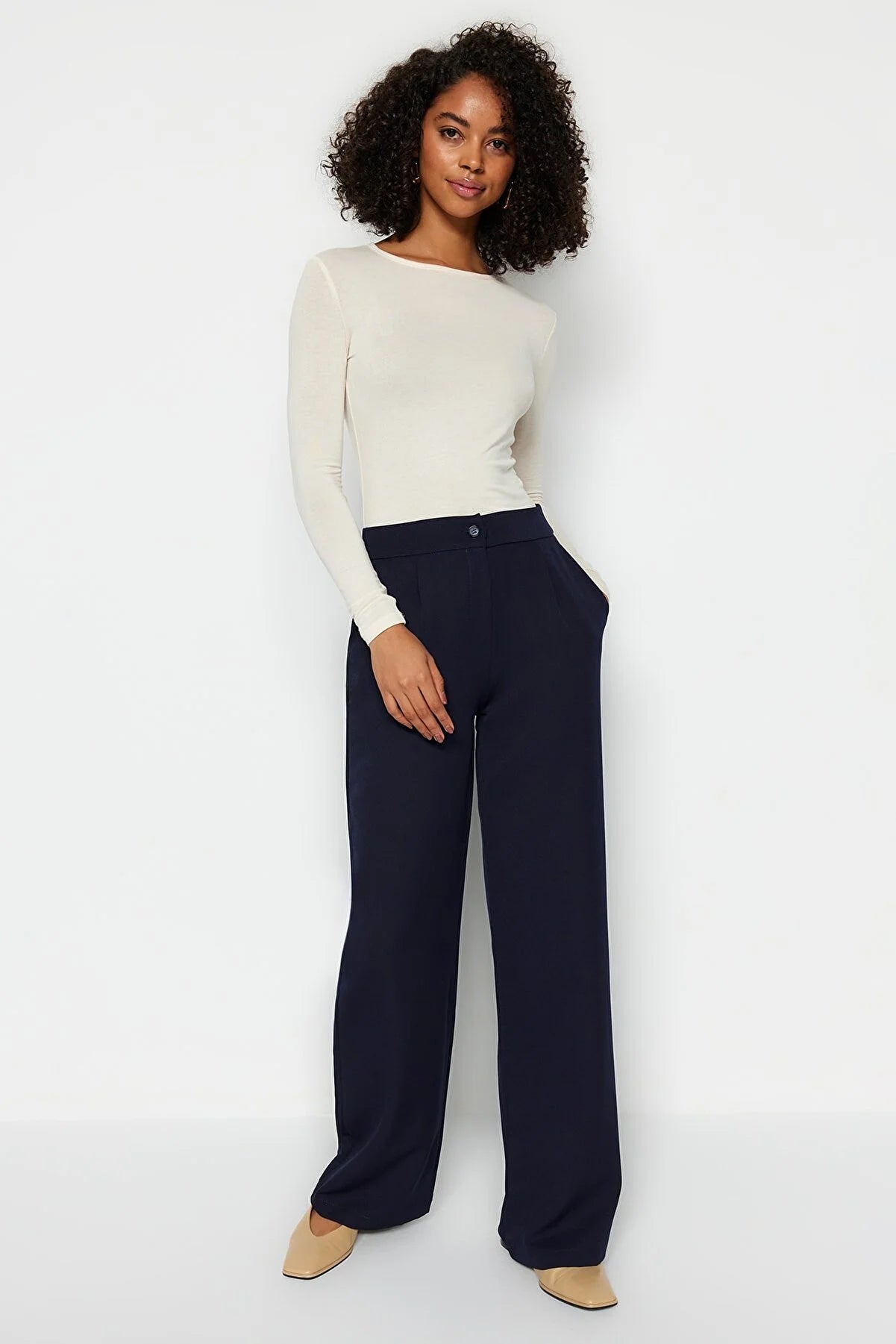 Pants - Dark blue - Wide leg