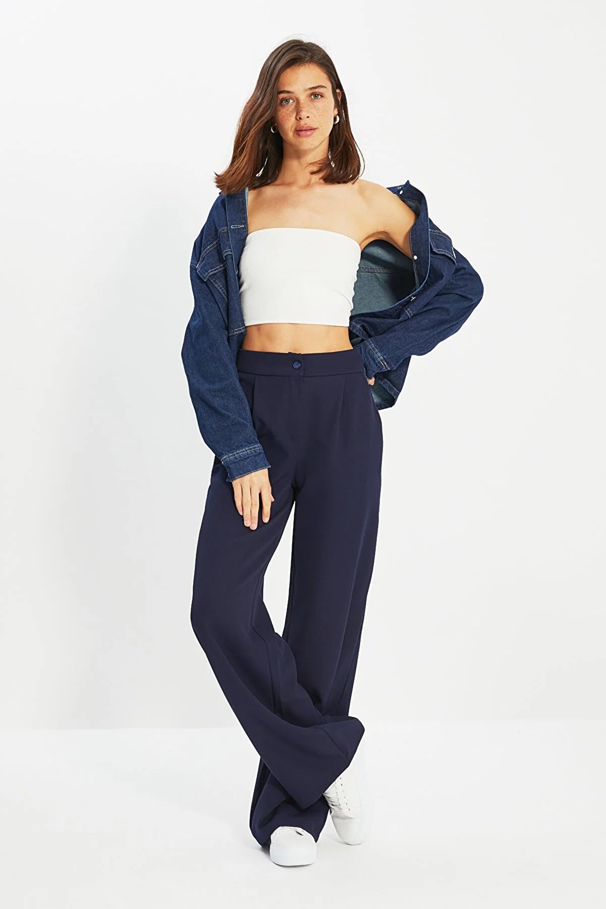 Pants - Dark blue - Wide leg