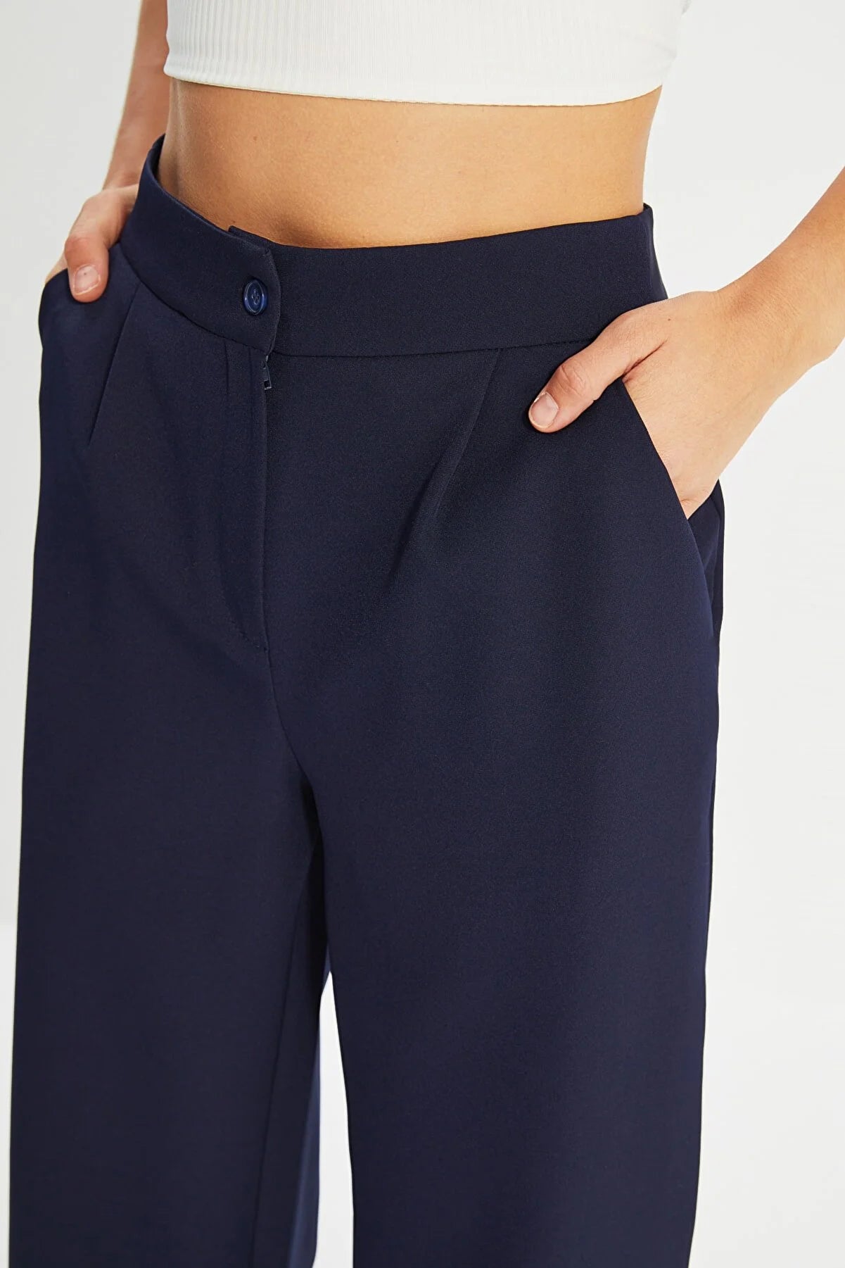 Pants - Dark blue - Wide leg