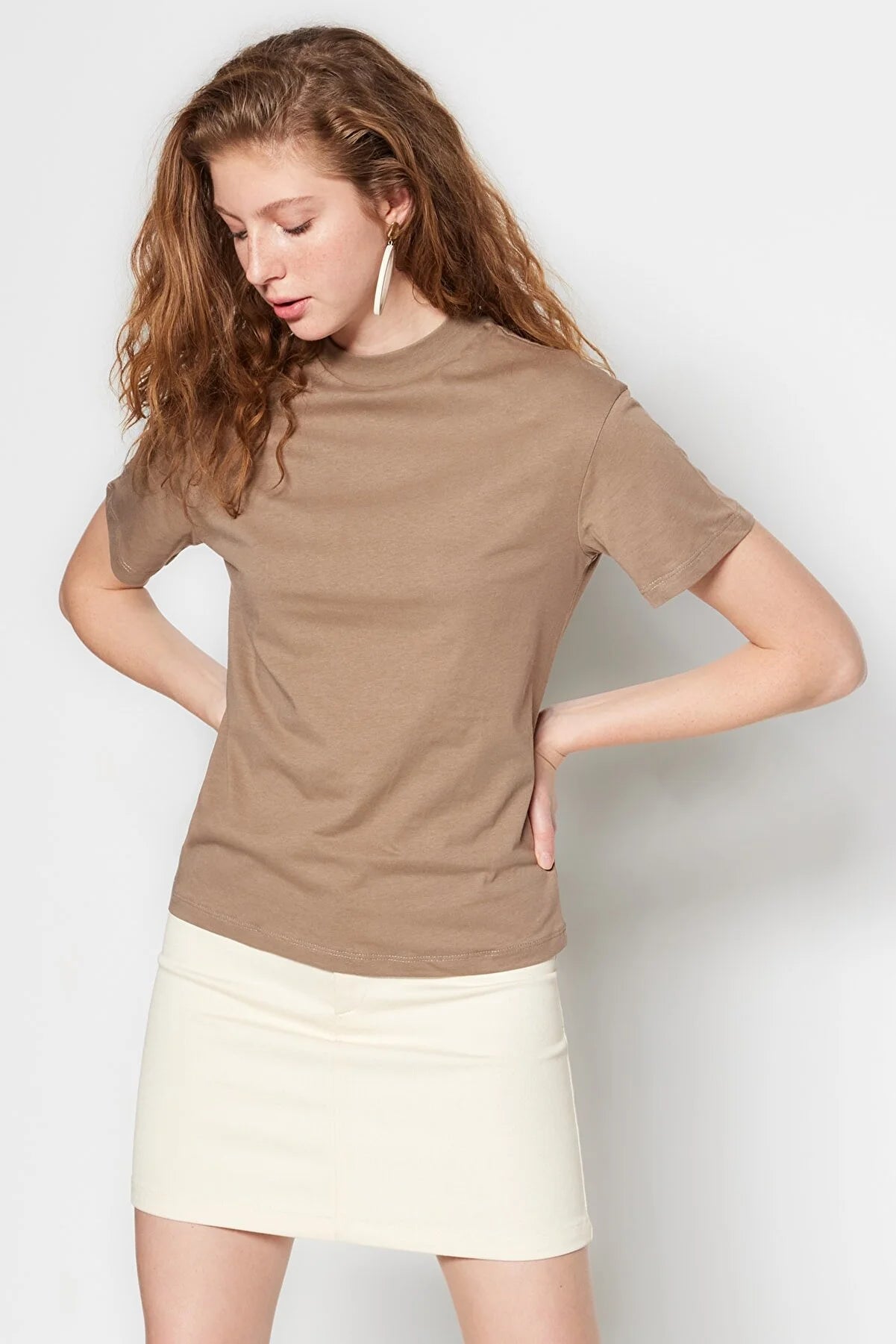 Basic High Collar Knitted T-Shirt