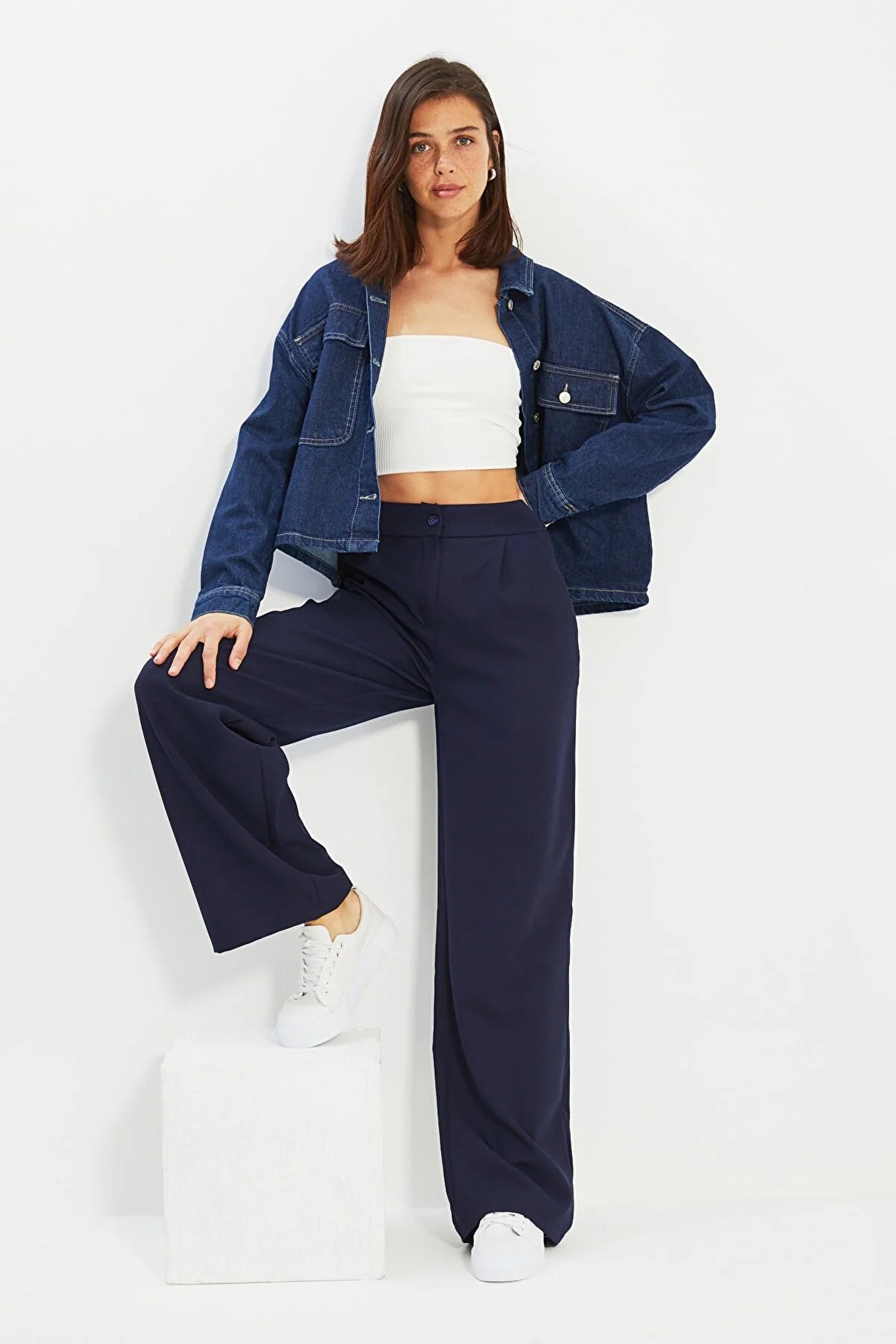 Pants - Dark blue - Wide leg