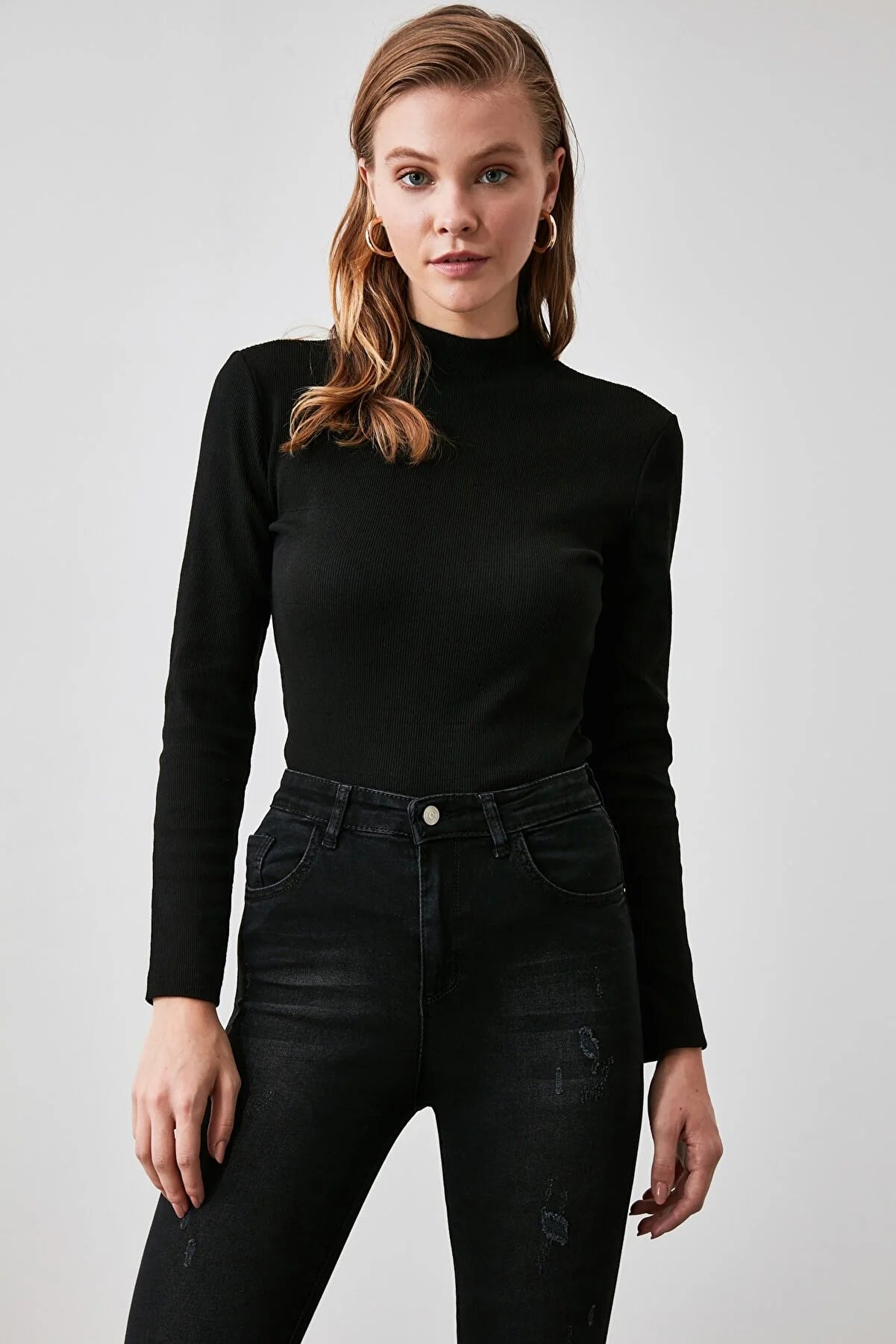 Blouse - Black - Slim fit