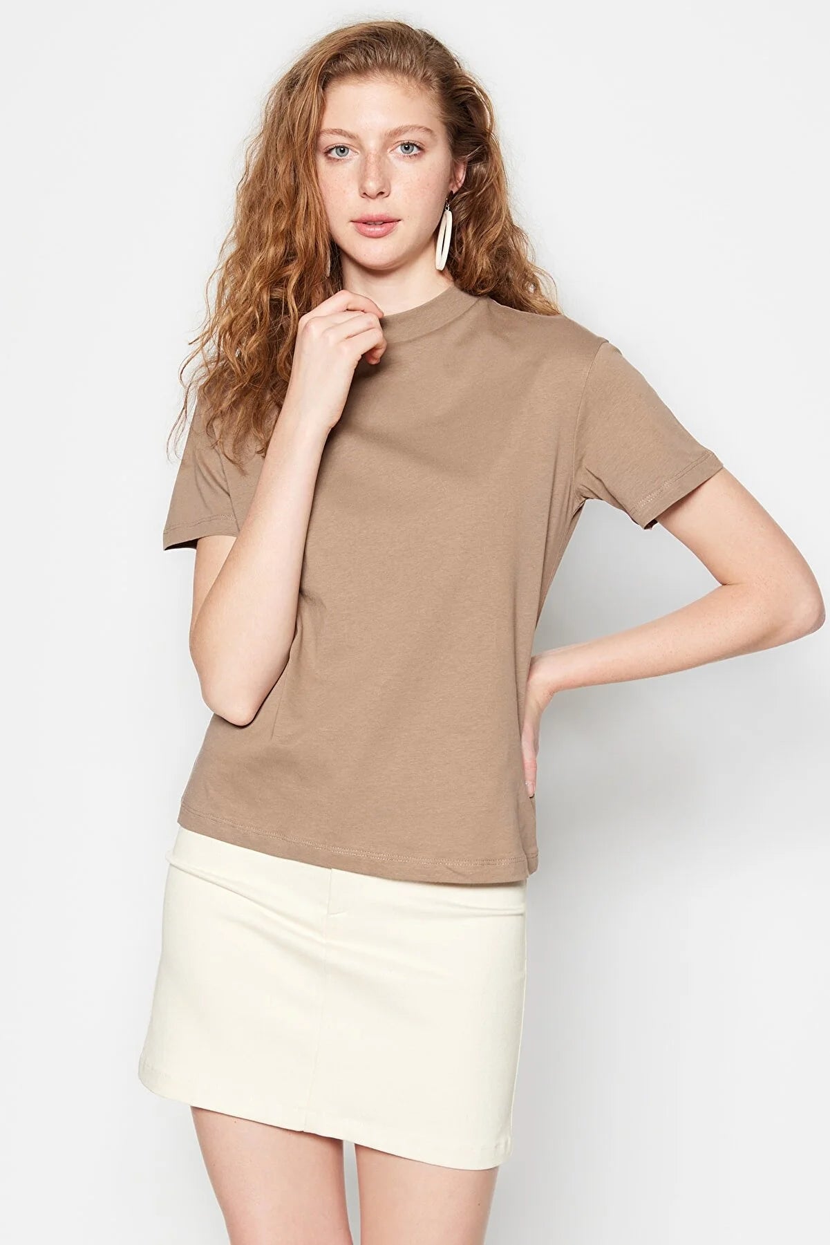 Basic High Collar Knitted T-Shirt