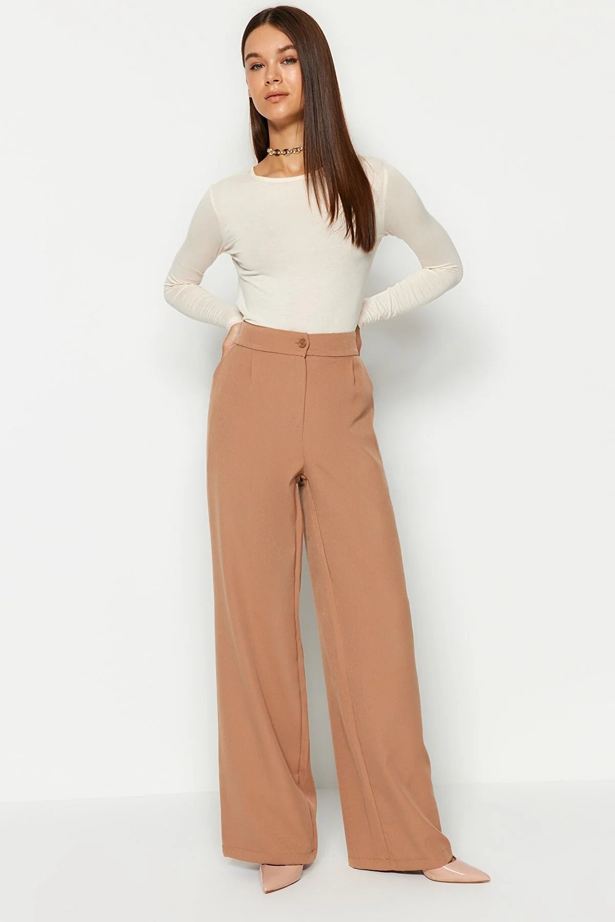 Pants - Brown - Wide leg