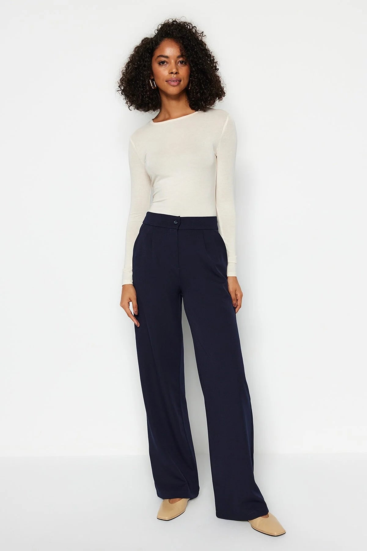 Pants - Dark blue - Wide leg