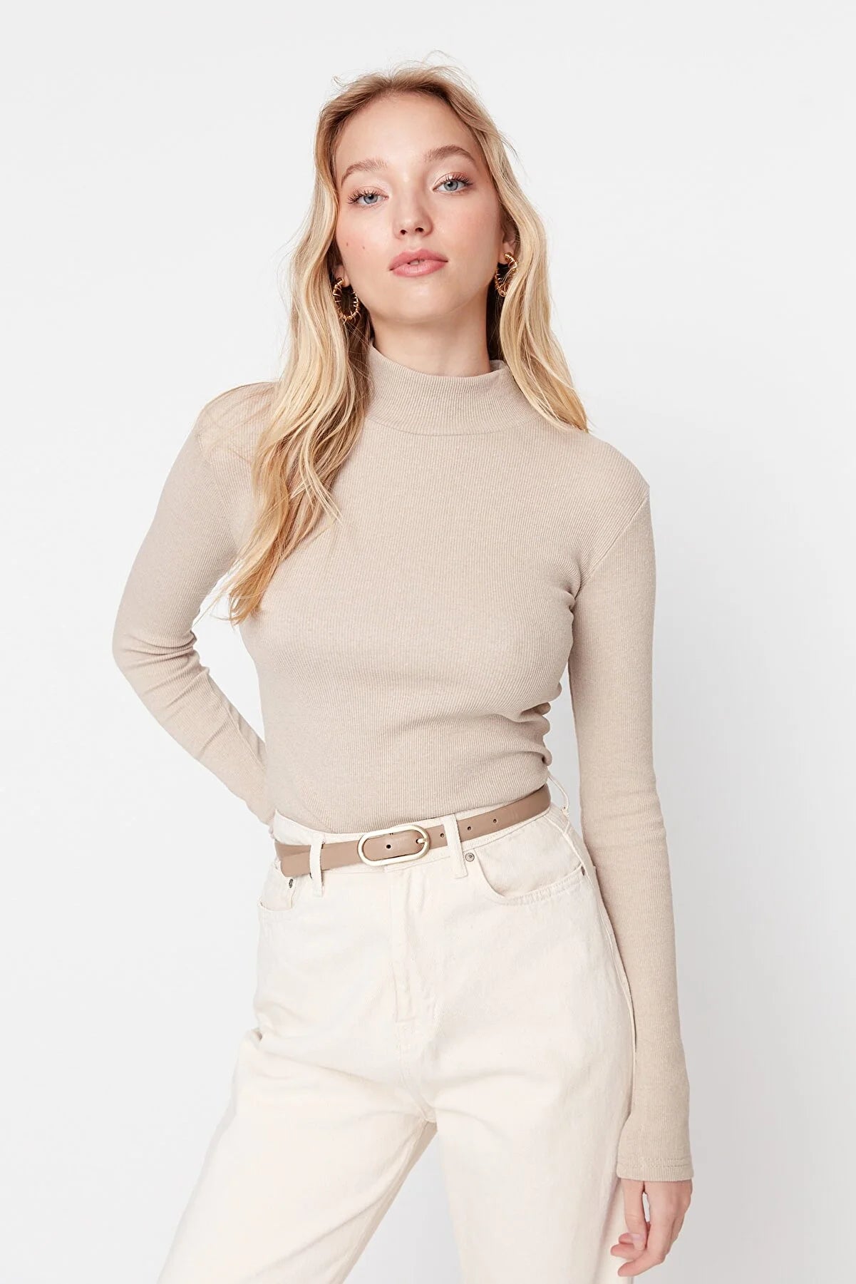 Blouse - Beige - Slim fit