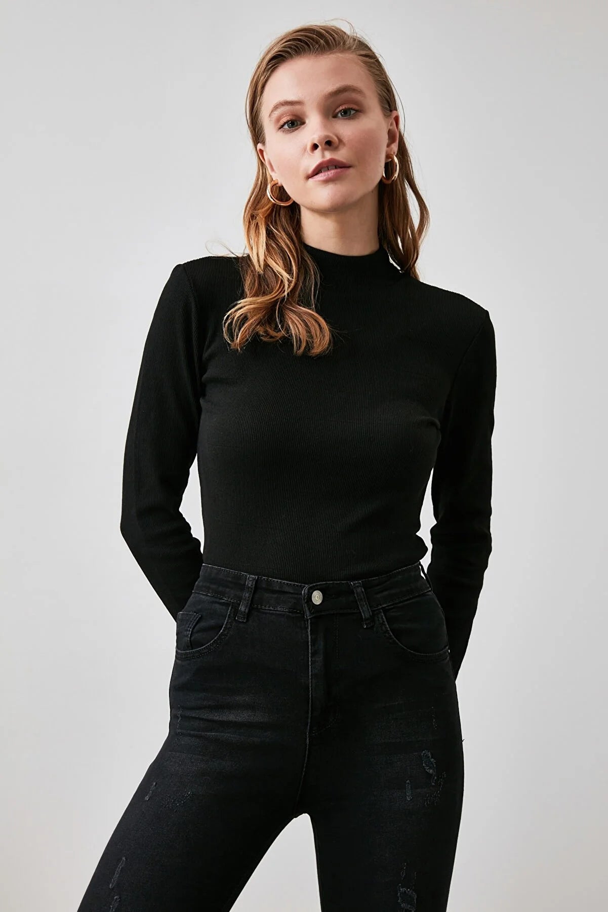Blouse - Black - Slim fit