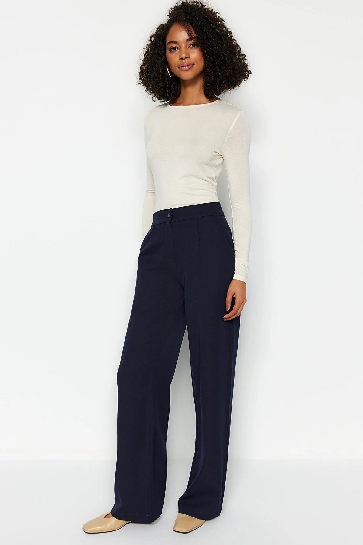 Pants - Dark blue - Wide leg