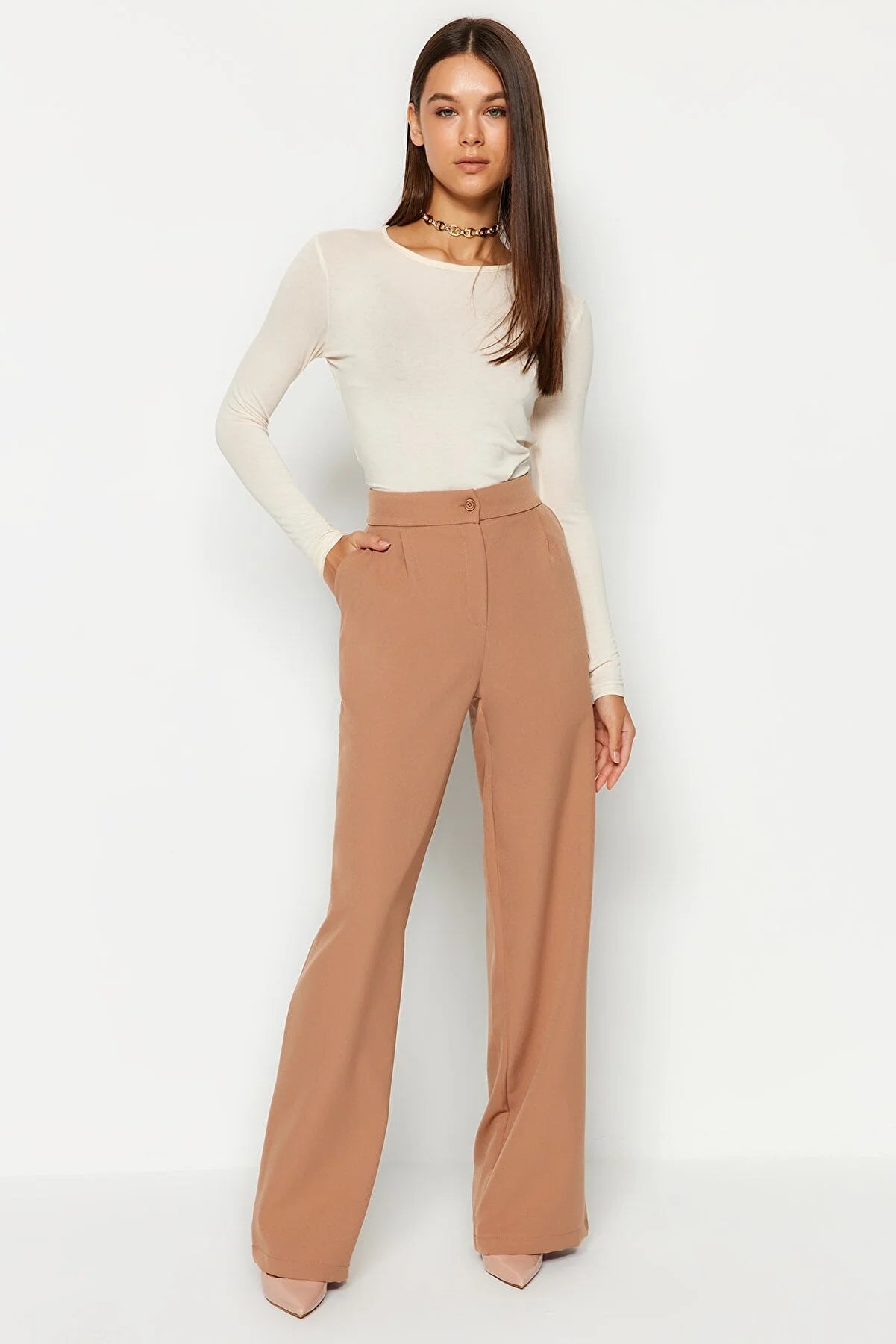 Pants - Brown - Wide leg