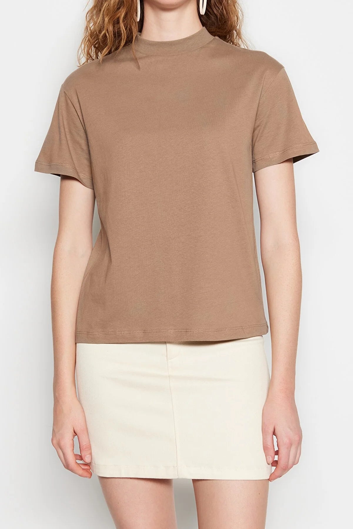 Basic High Collar Knitted T-Shirt