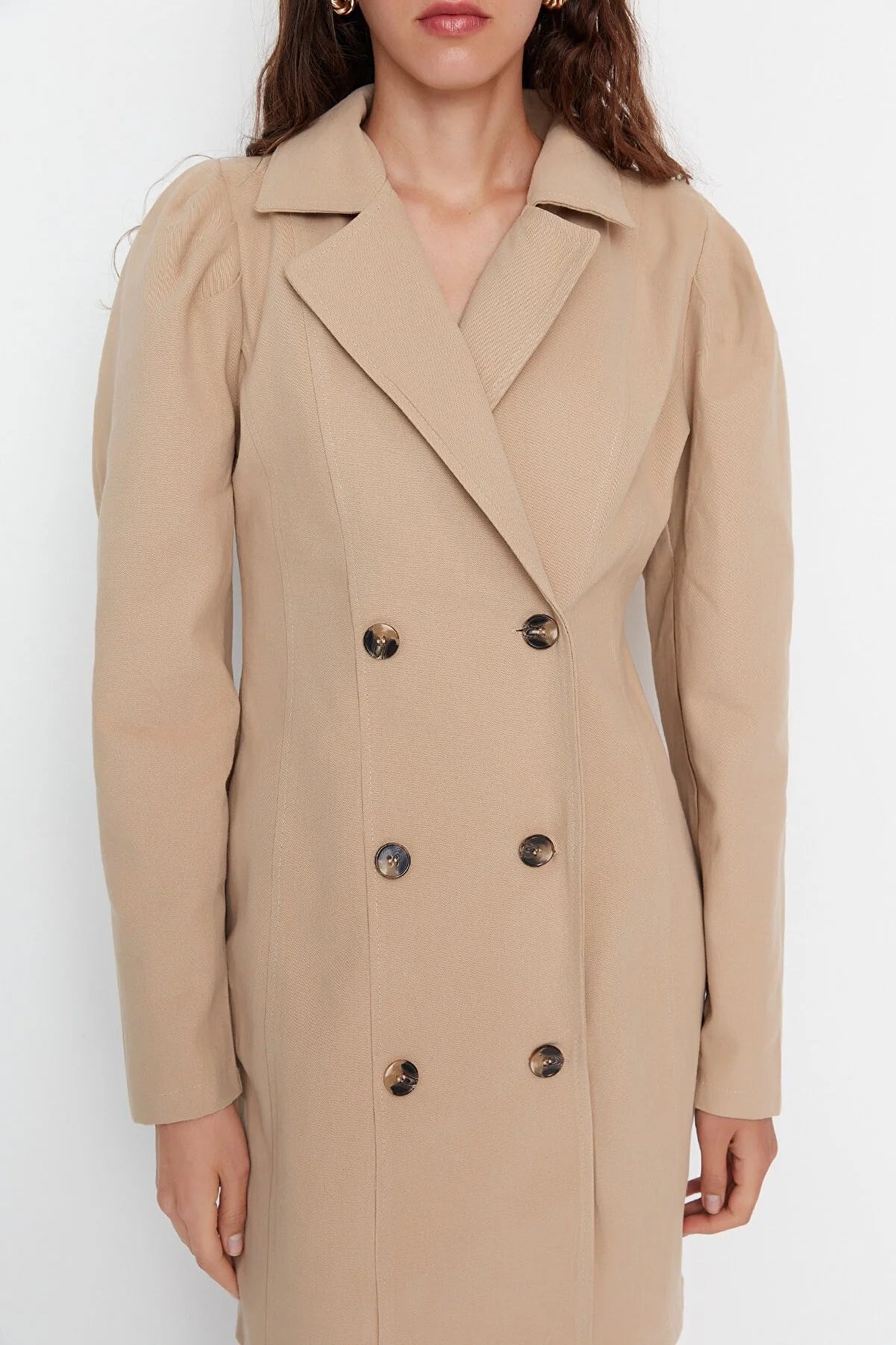 Camel Woven Jacket Dress