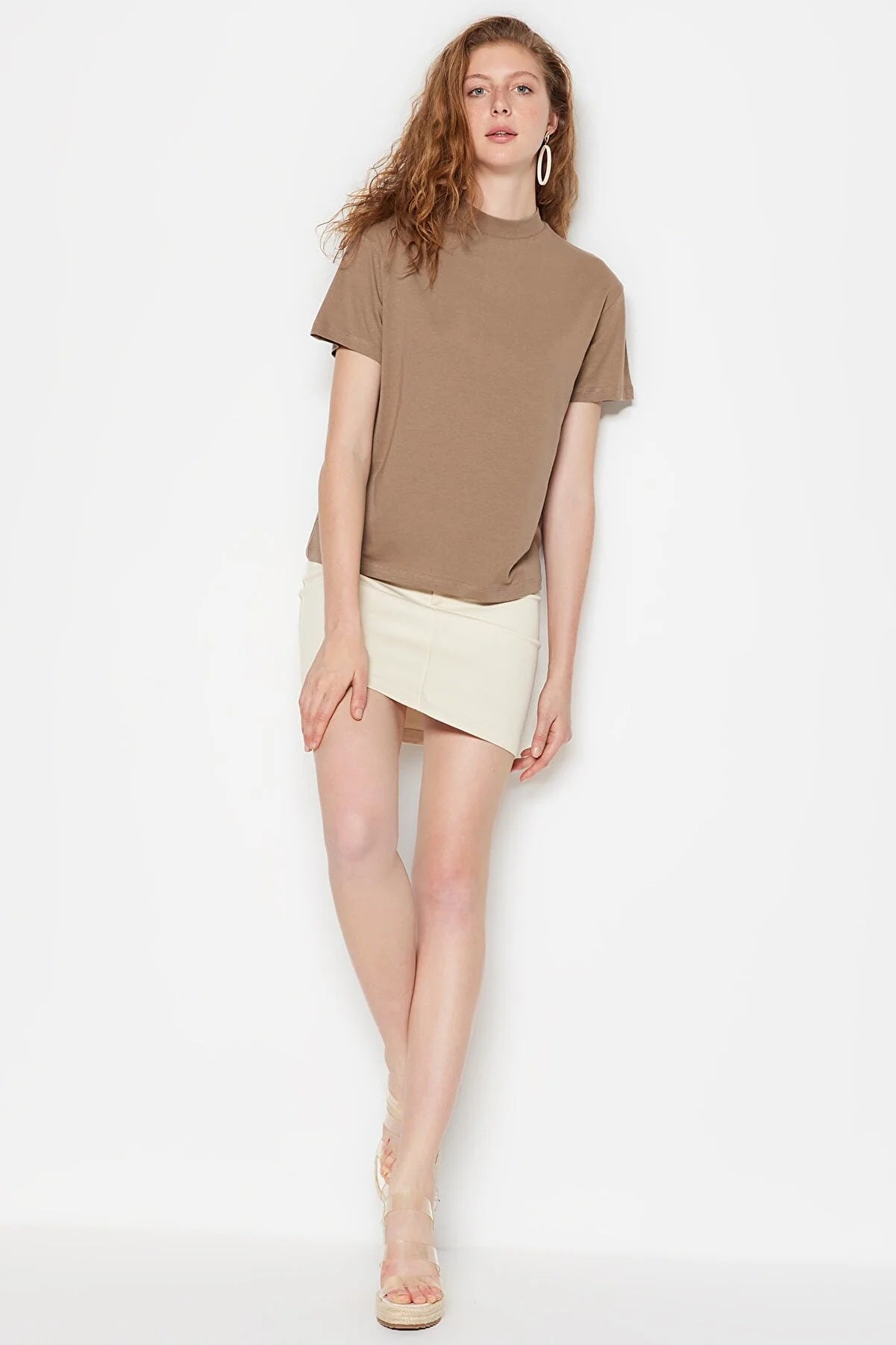 Basic High Collar Knitted T-Shirt