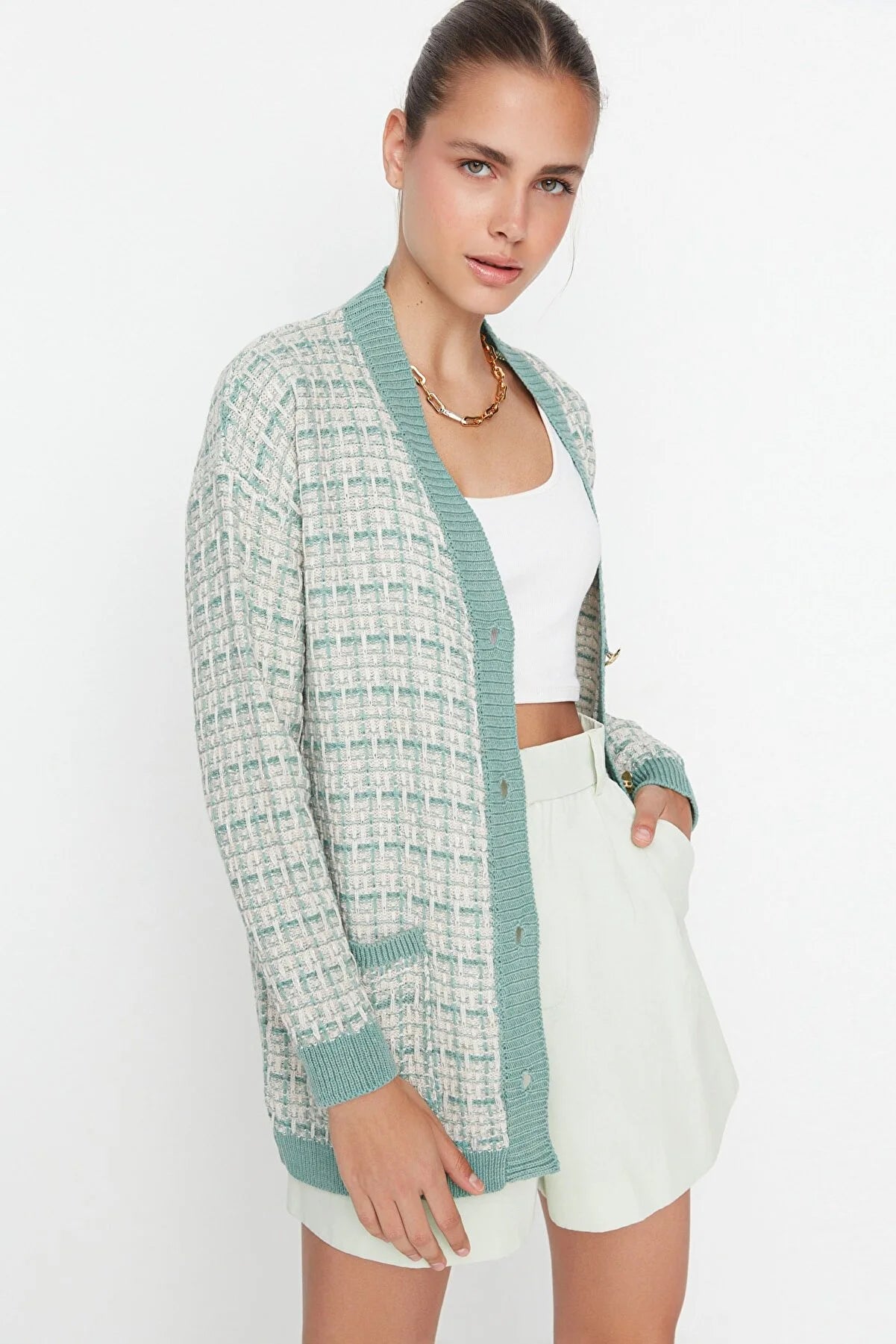 Cardigan - Green - Oversize
