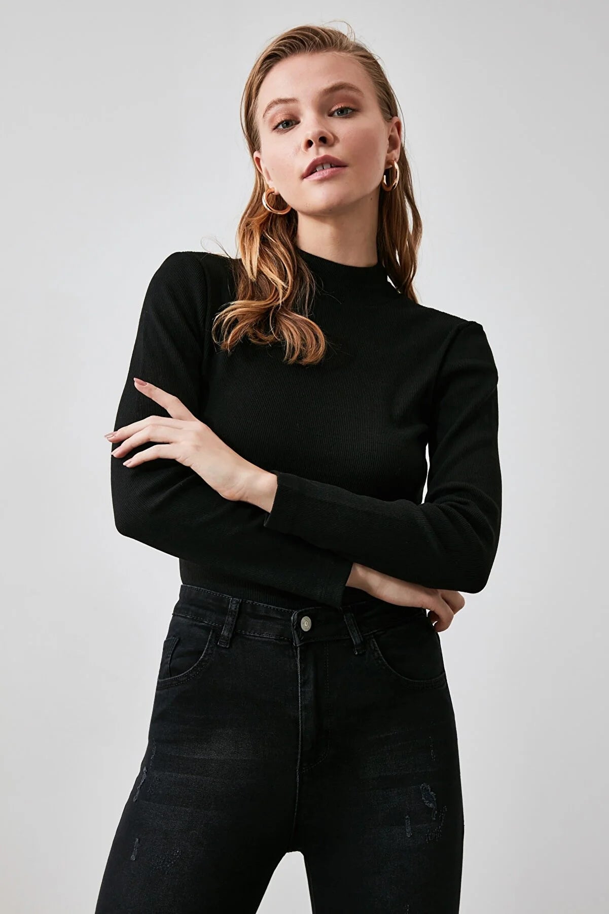 Blouse - Black - Slim fit
