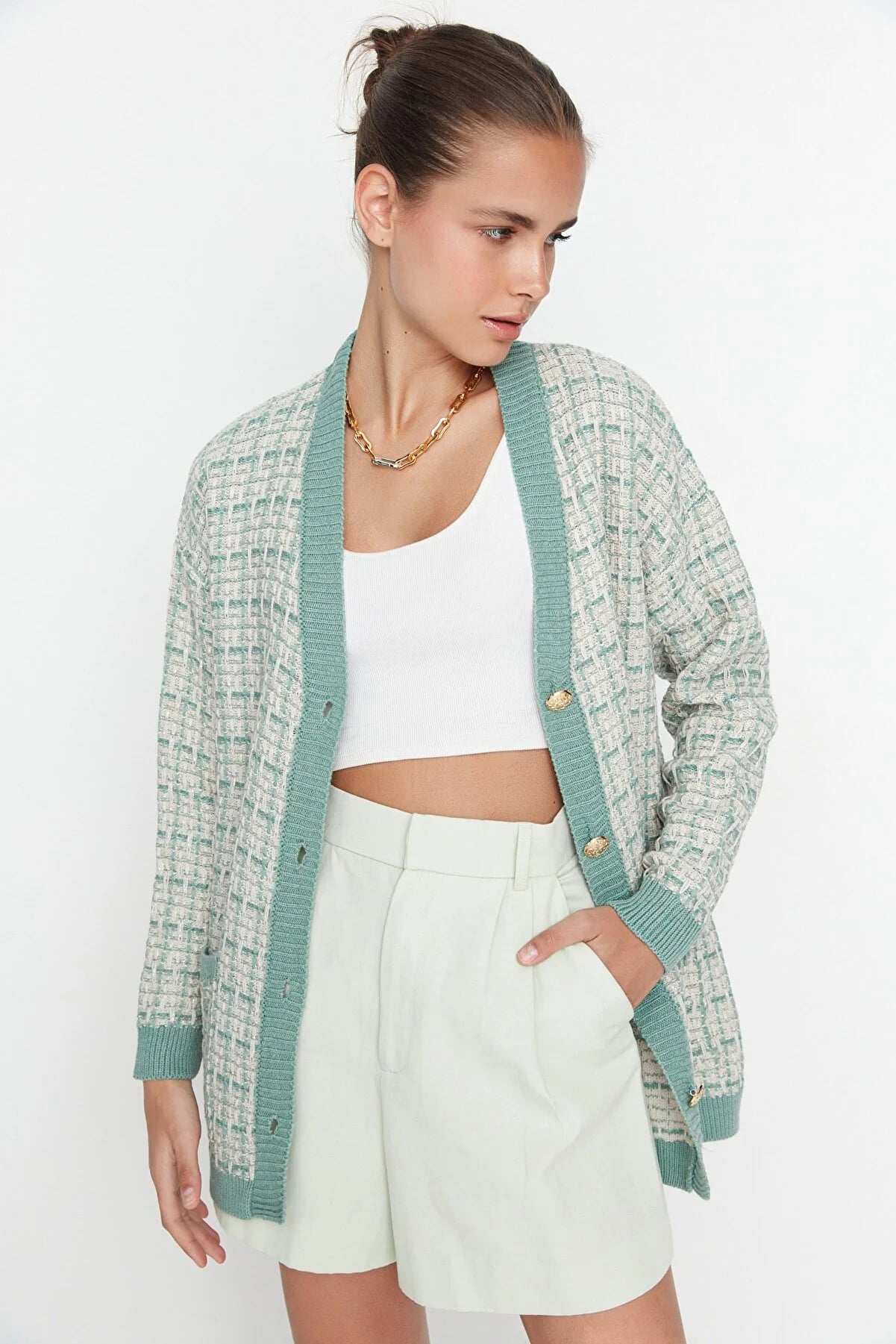 Cardigan - Green - Oversize