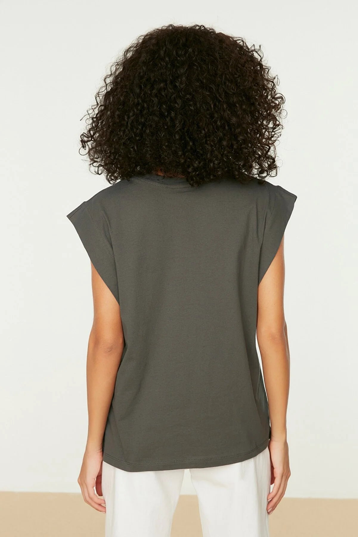 Anthracite Sleeveless Basic Knitted T-Shirt
