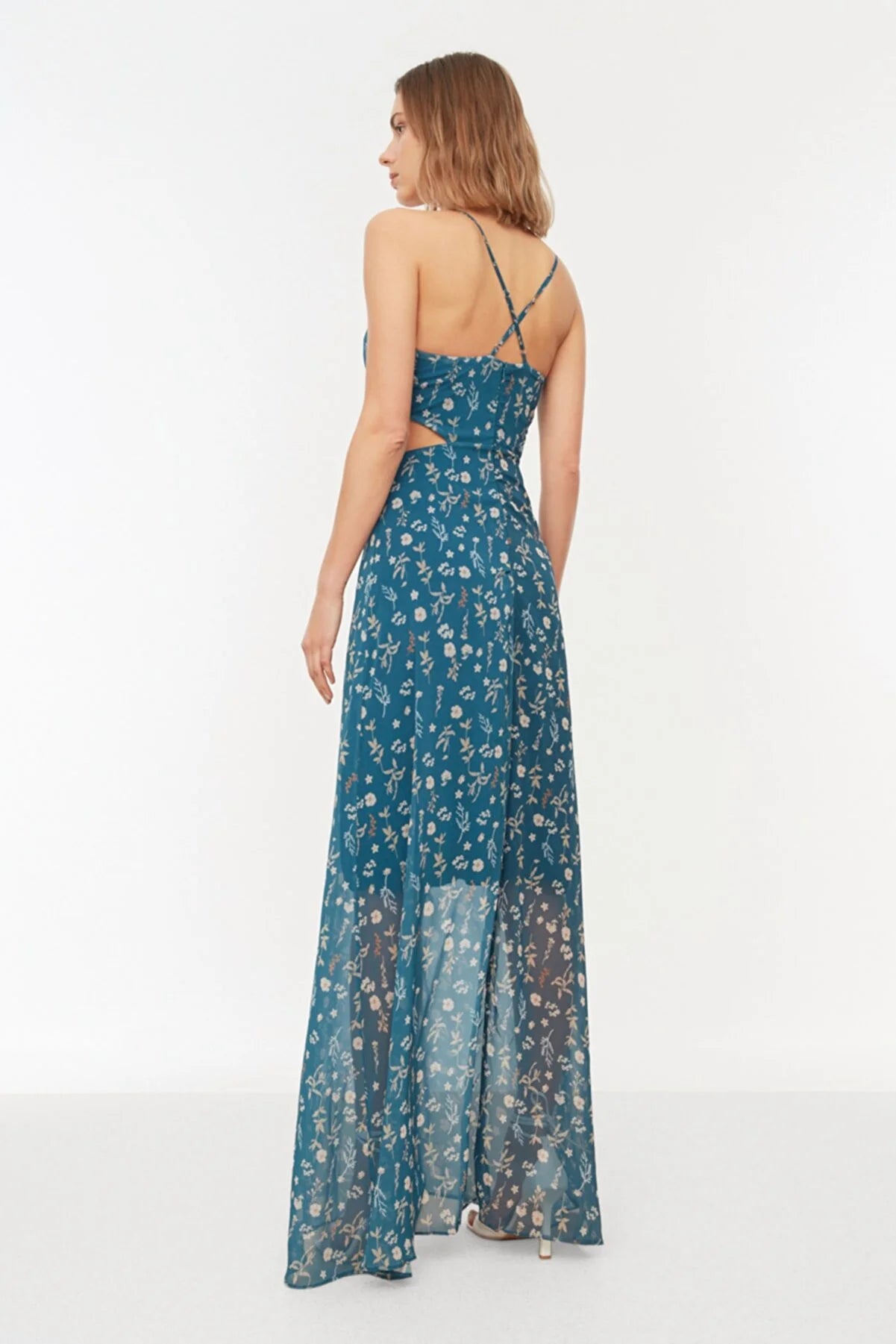 Multicolored Slit Detailed Dress