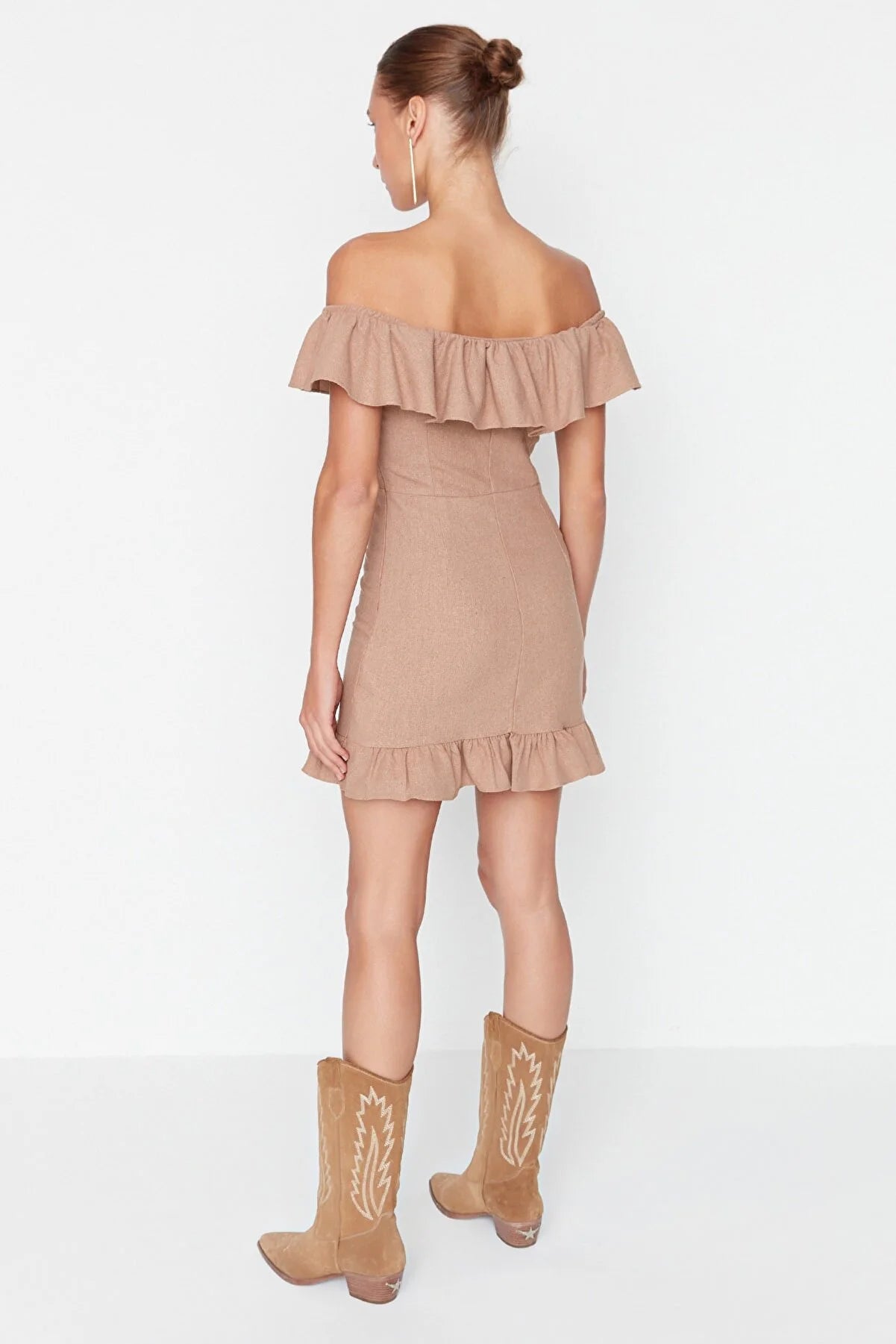 Camel Petite Frilly Dress