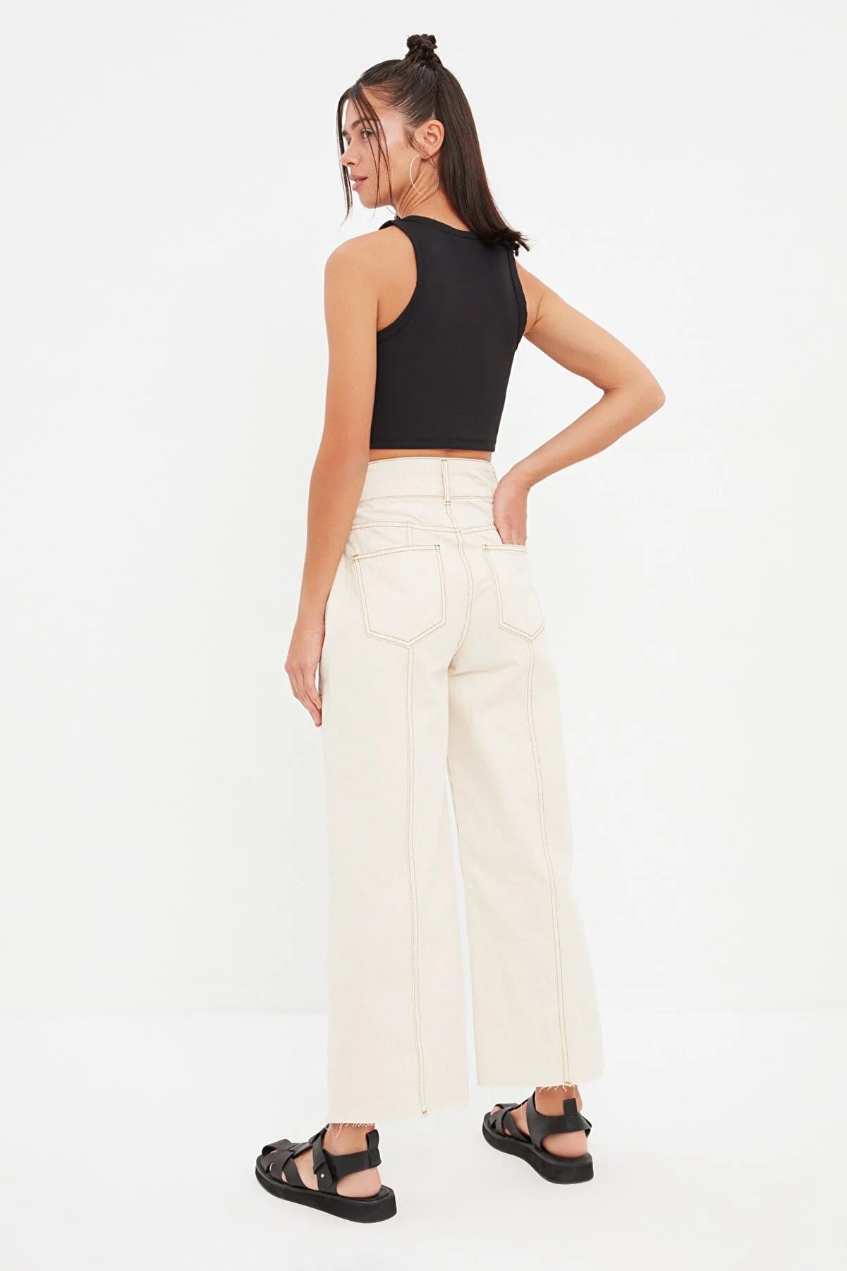 Ecru High Waist Culotte Jeans