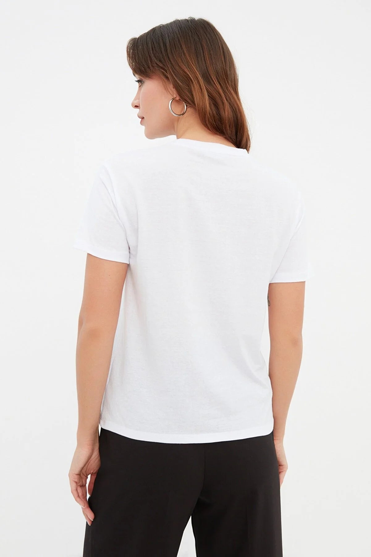 White Printed Semi-Fit Knitted T-Shirt