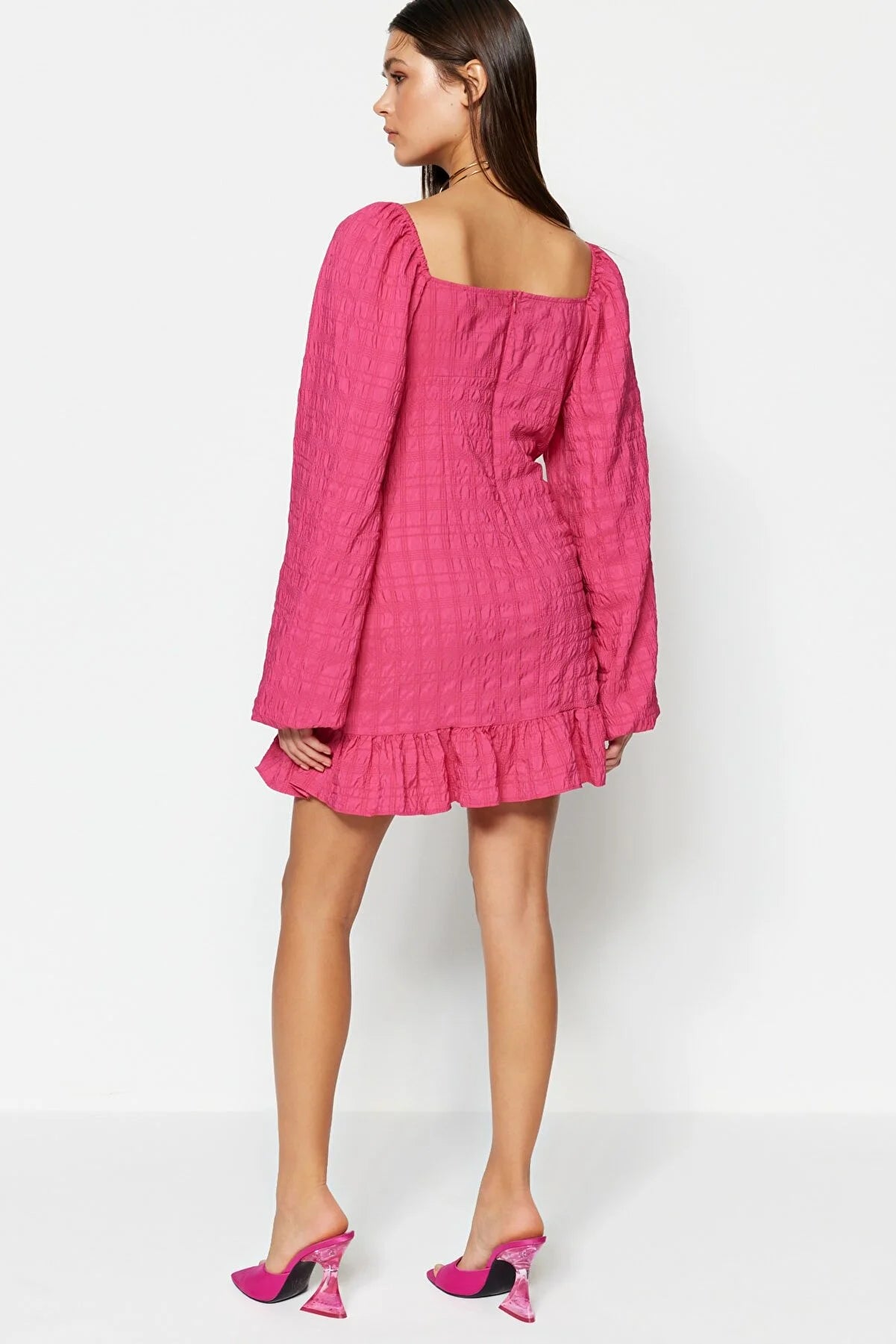 Fuchsia Tie Detailed Dress