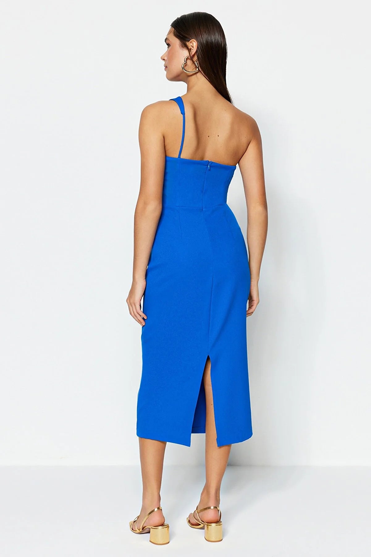 Saks One Shoulder Detailed Dress