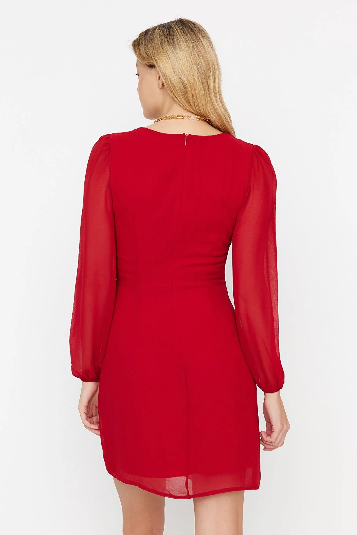 Claret Red Square Collar Dress