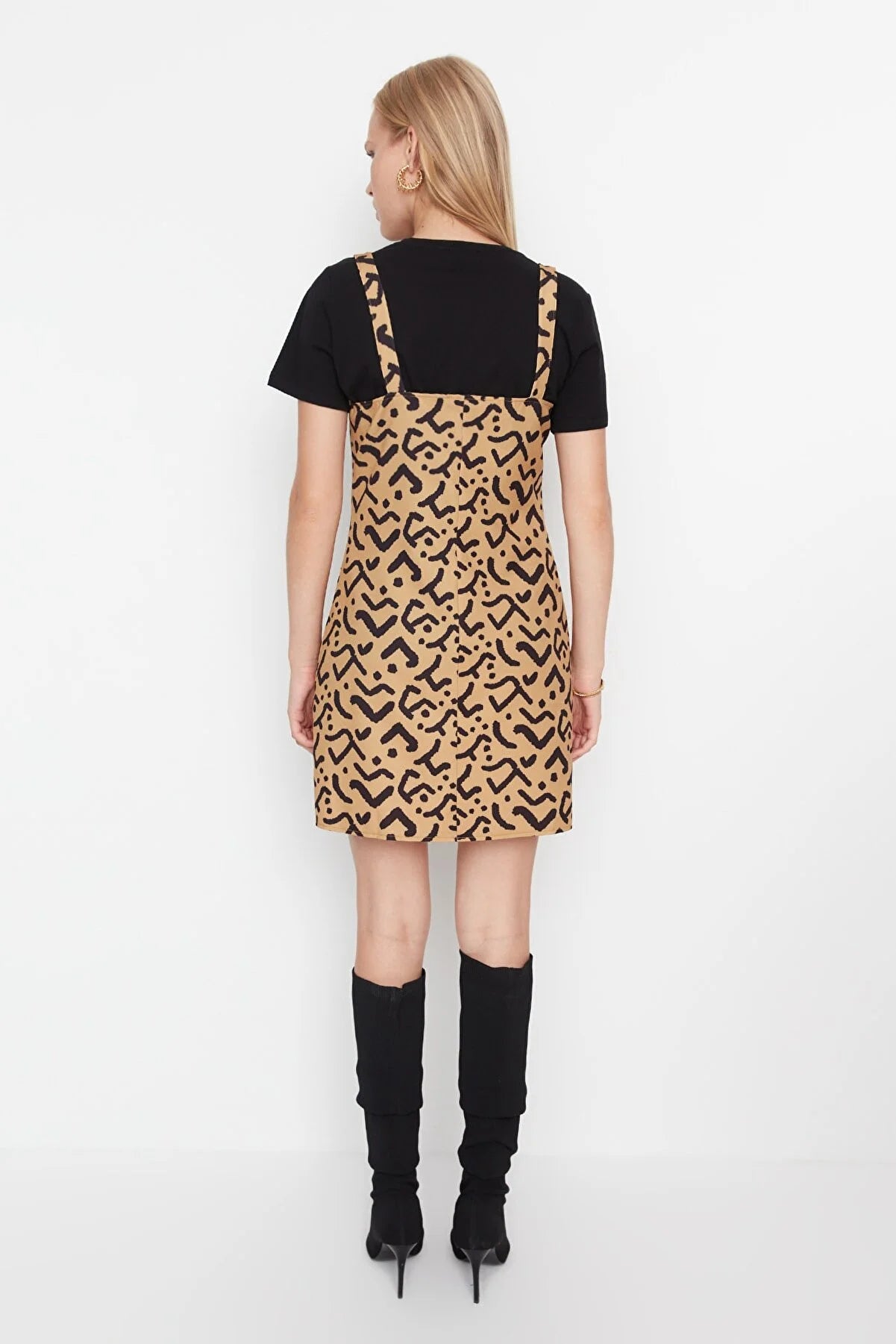 Camel Patterned Gilet Dress