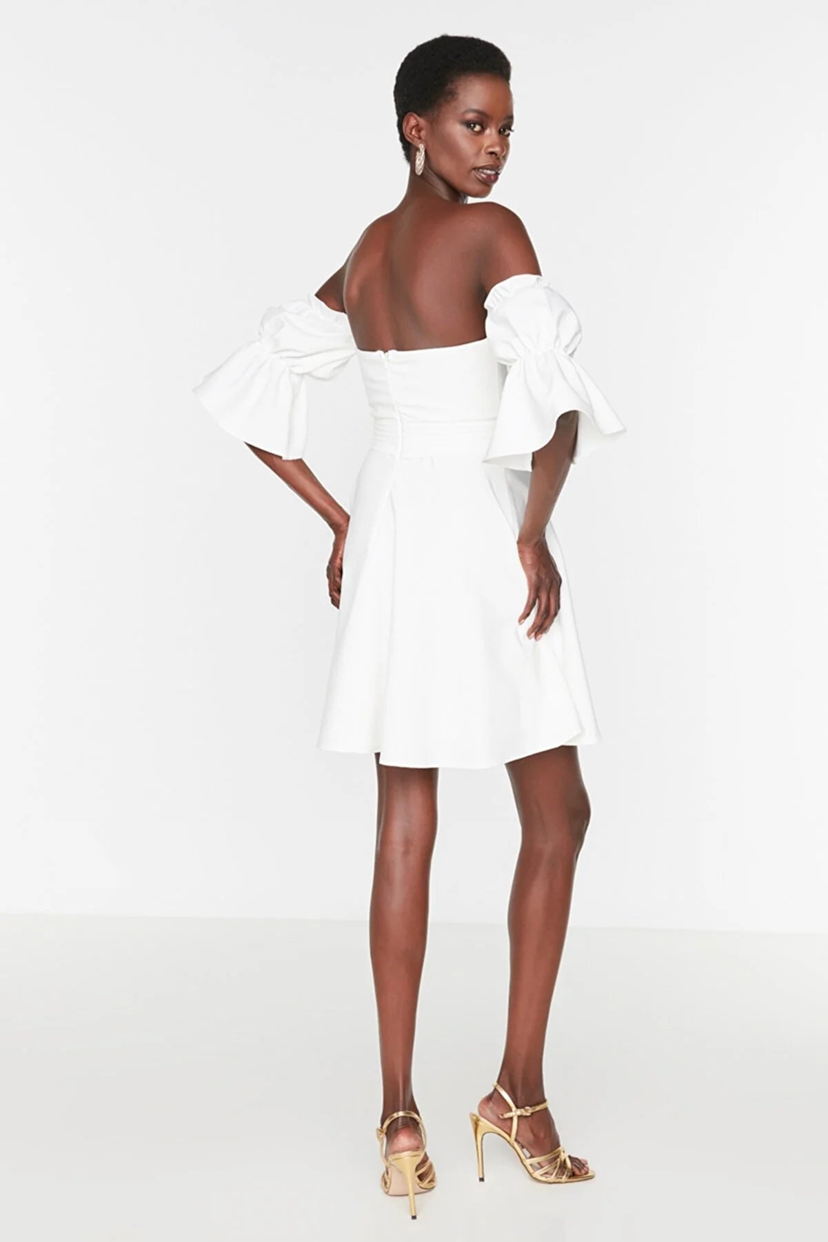 Ecru Rib Detailed Dress