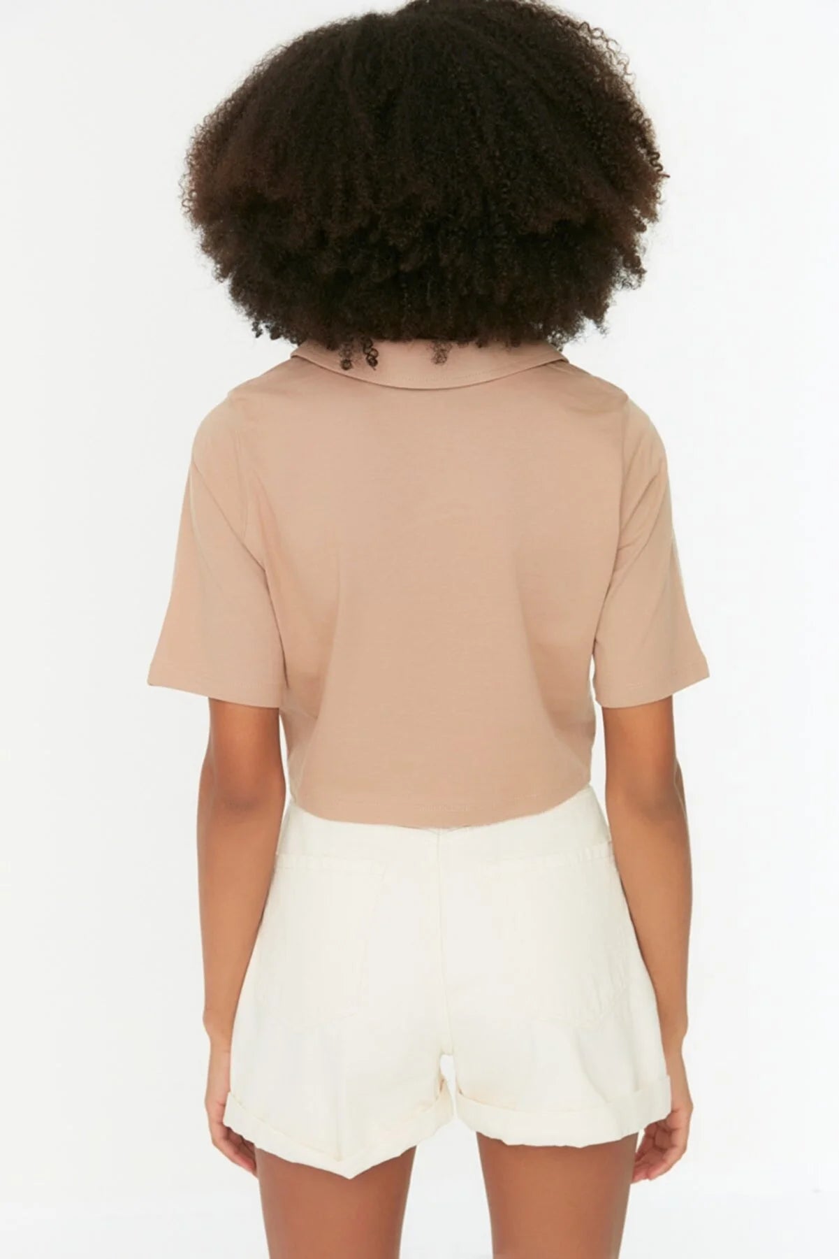 Mink Polo Collar Crop Knitted T-Shirt