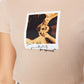 Beige Printed Rib Crop Knitted T-Shirt