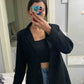 Black Button Detailed Blazer Jacket