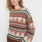 Camel Wide Pattern Crew Neck Knitwear Sweater