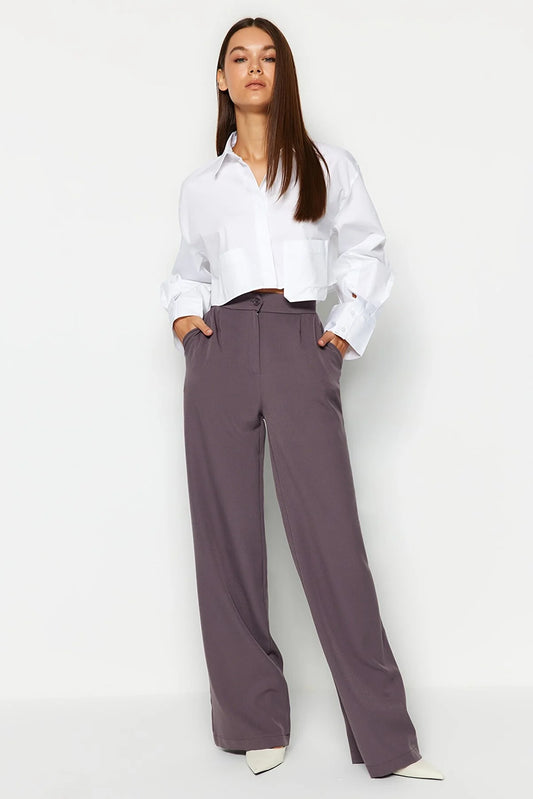 Pants - Gray - Wide leg