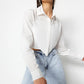 Crop Poplin Shirt with Ecru Heart Detail
