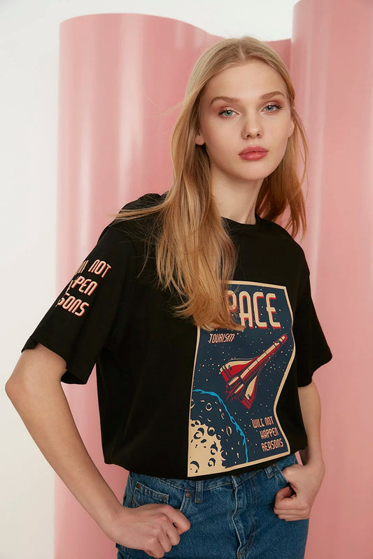 T-Shirt - Black - Boyfriend