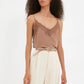 Mink Woven Lace Detailed Strap Blouse
