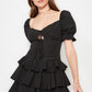 Black Ruffle Detailed Poplin Dress