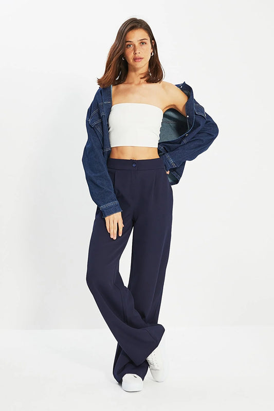 Pants - Dark blue - Wide leg
