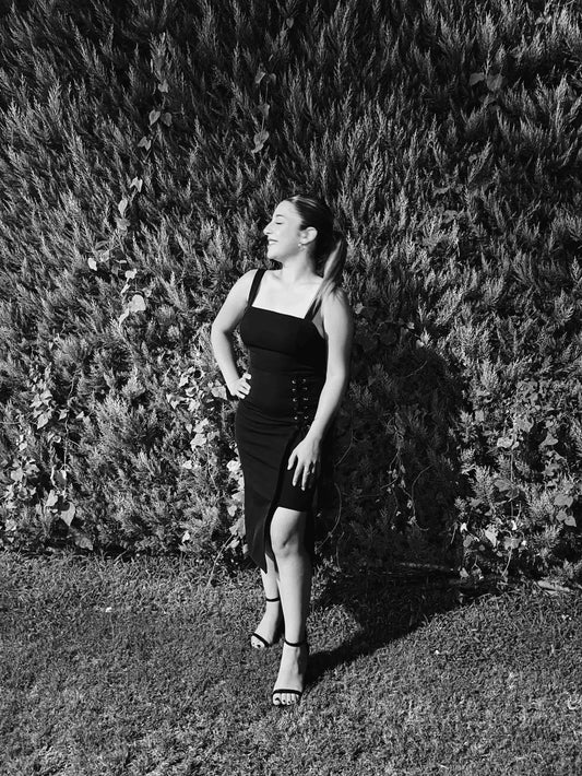 Black Eyelet Detailed Dress