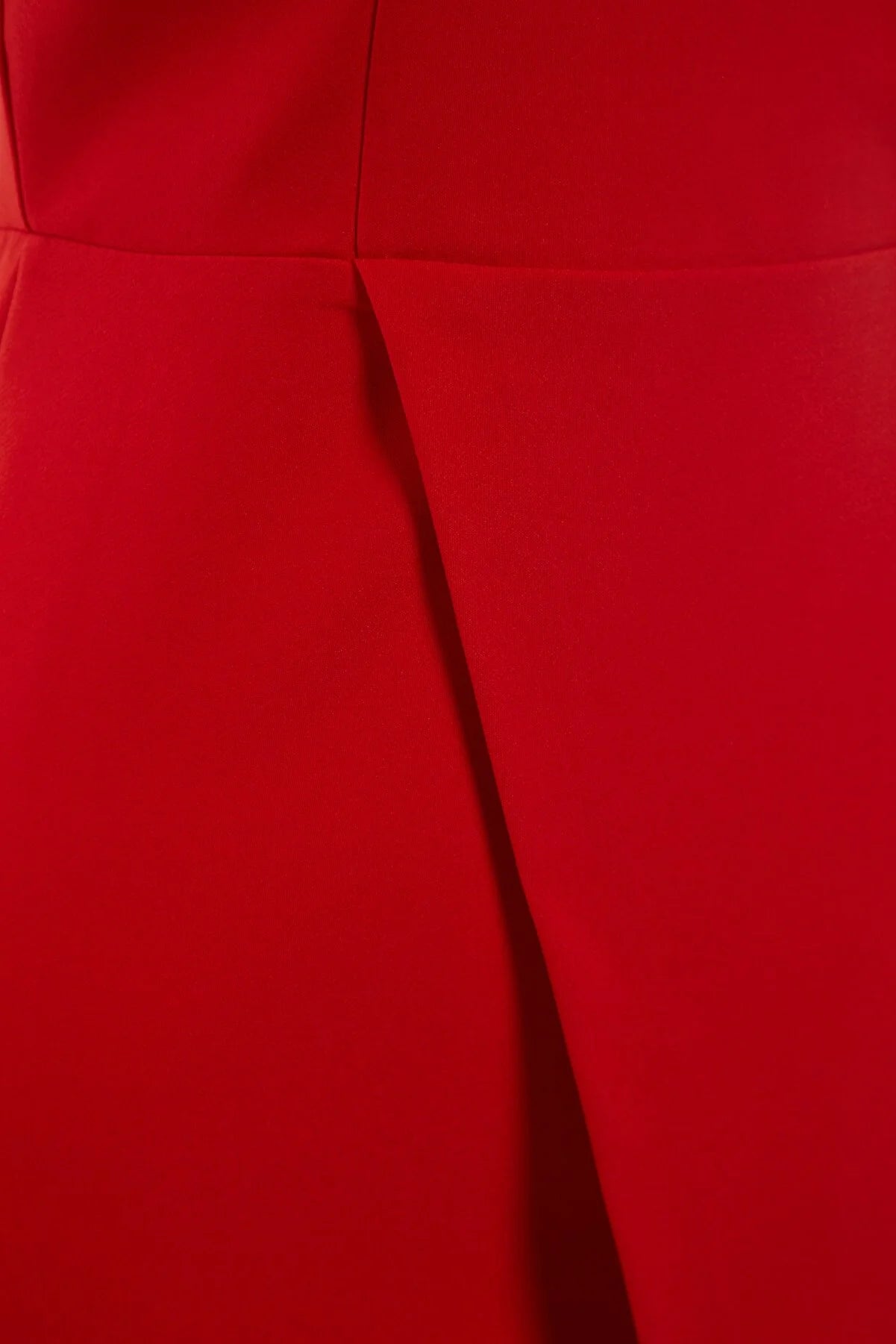 Red Fitted Lined Woven Evening Dress