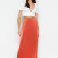 Tile Shiny Surface and Soft Textured Slit Maxi Knitted Skirt