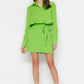 Light Green Belted Mini Woven Shirt Dress