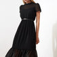 Black Belted Midi A-Line Woven Lined Dress