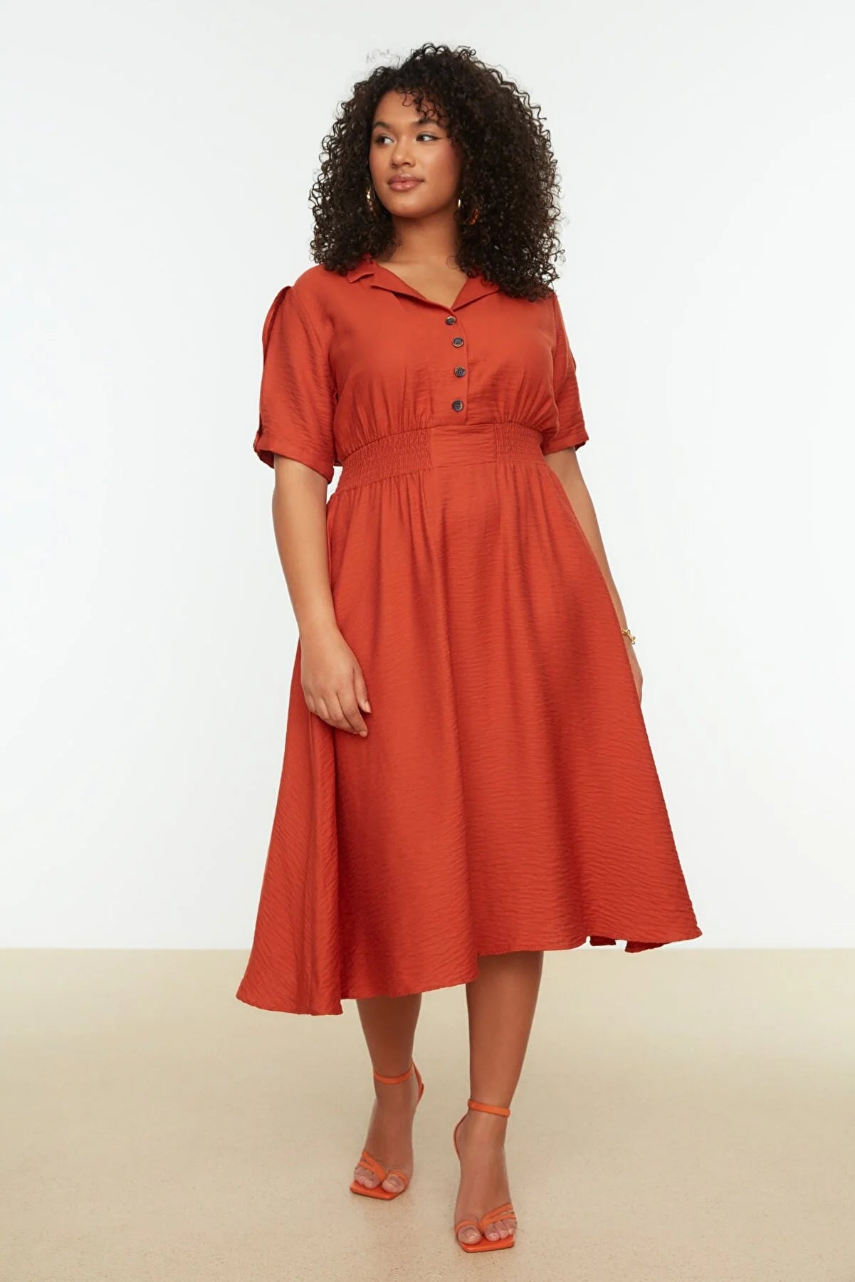 Plus Size Dress - Orange - A-line