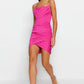 Fuchsia Fitted Lined Knitted Corset Detailed Evening Dress