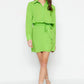 Light Green Belted Mini Woven Shirt Dress