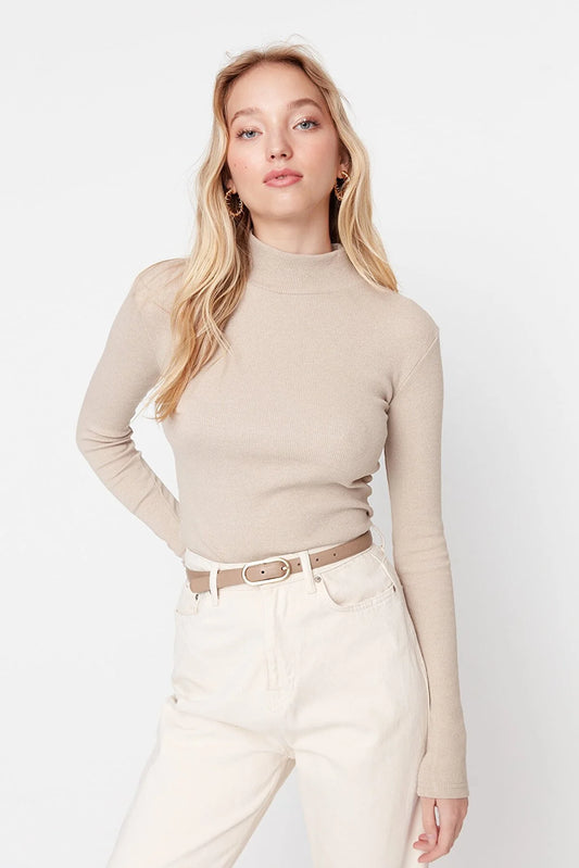 Blouse - Beige - Slim fit