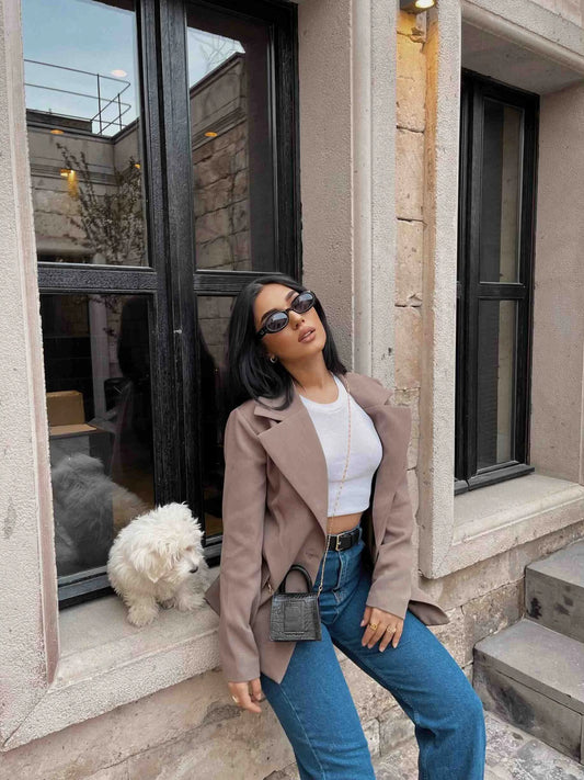 Mink Button Blazer Jacket