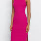 Fuchsia Midi Knitwear Sleeveless Dress